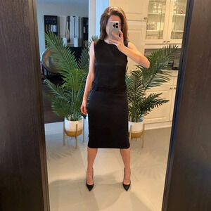 Two-Piece Black Embroidered Sleeveless Top and Skirt, Judith and Charles, US 2